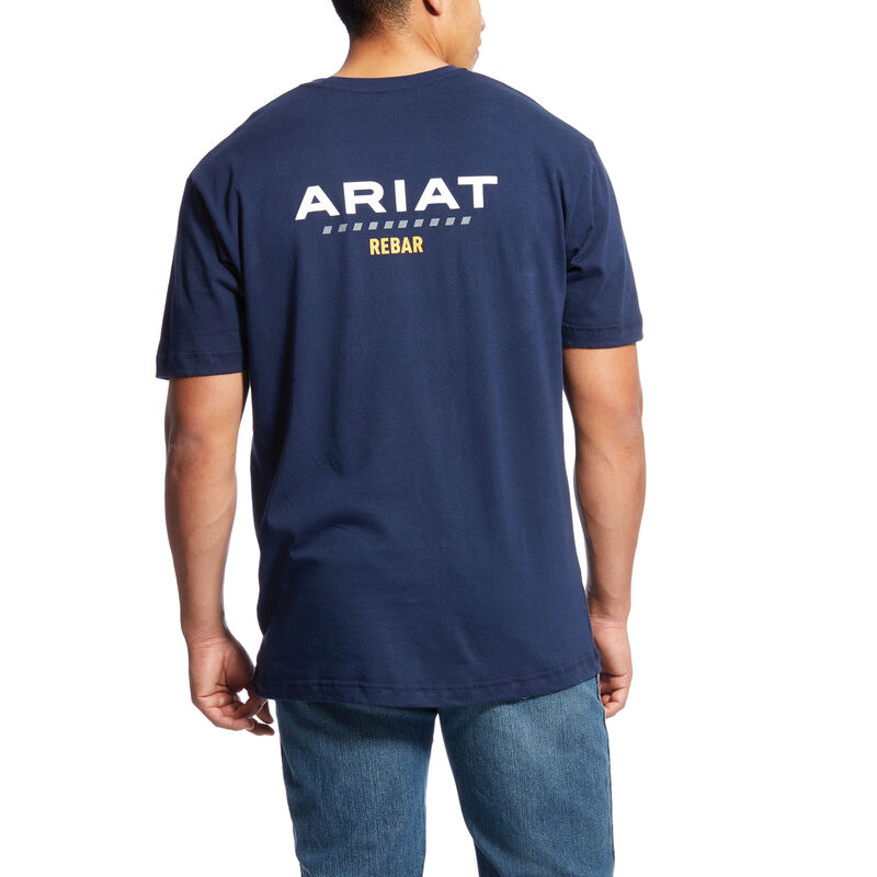 Ariat Work: Rebar Cotton Strong Logo Camisetas Hombre - Azul Marino (WYICJ2061)